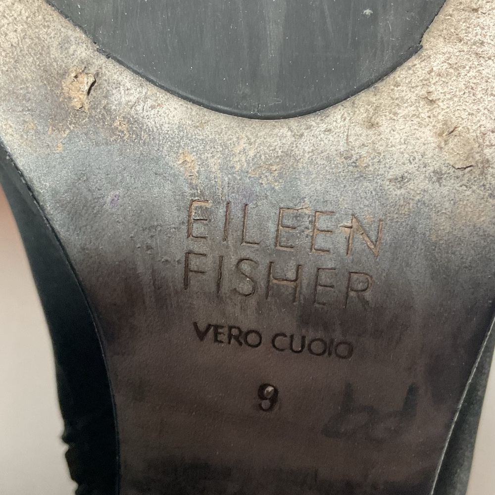 Eileen Fisher Black Leather Booties - Picture 13 of 14